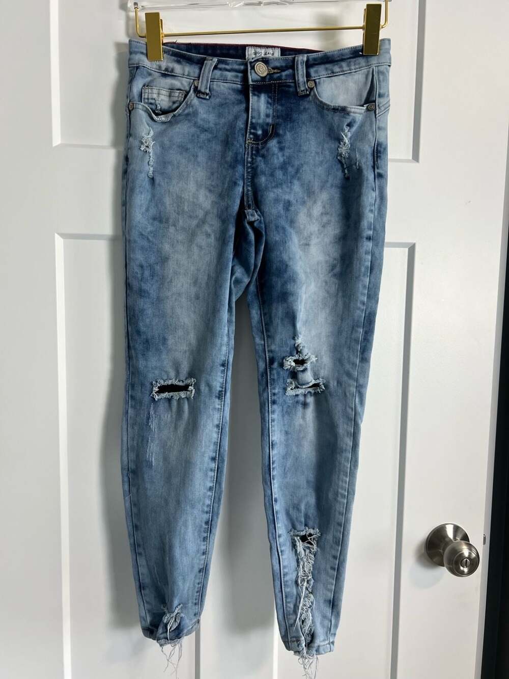 GOGO JEANS USA Women's Distressed Acid Wash Skinny Ankle Jeans Size 3